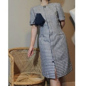 Gingham Buttons down Sheath Dress